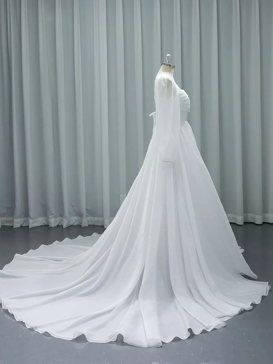 Long Sleeves Colored Wedding Dresses Silk Unique Wedding Dresses with Color YW231150
