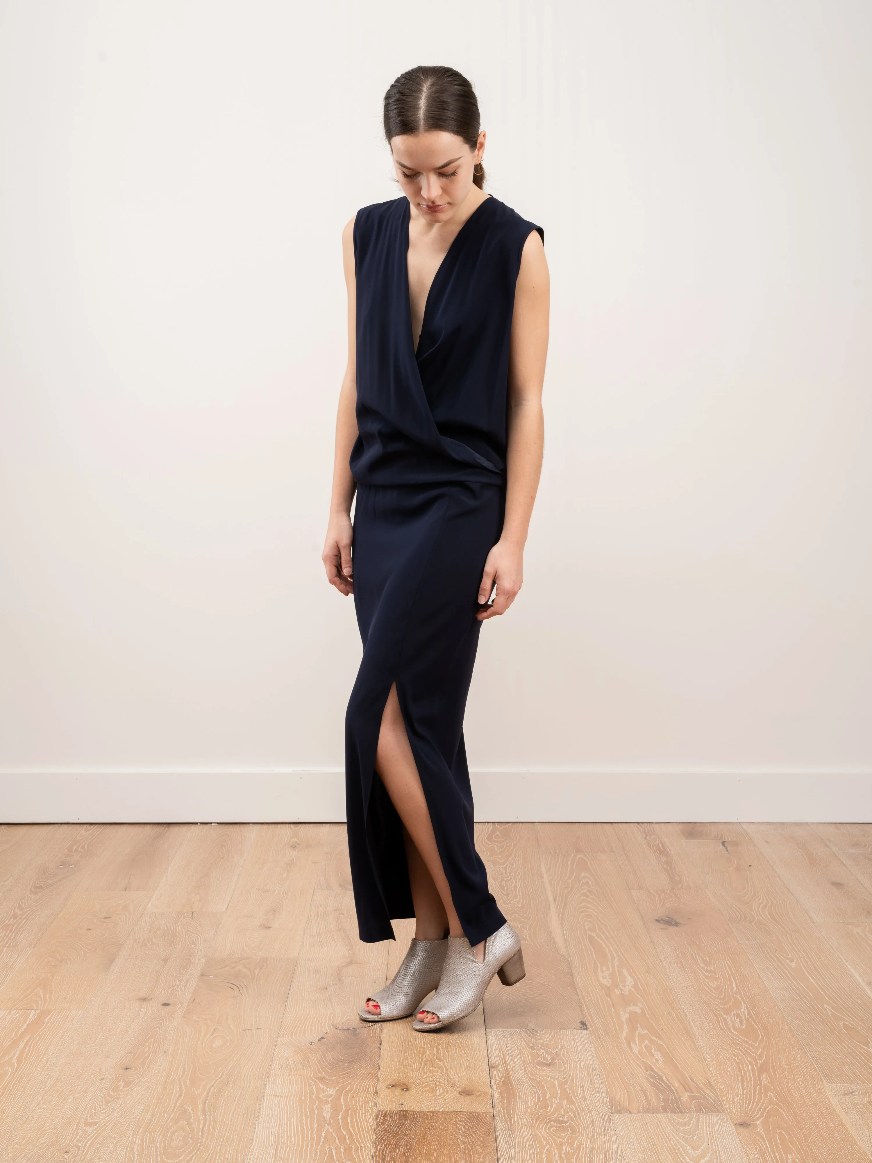 long wrap jazmin dress - ink jet