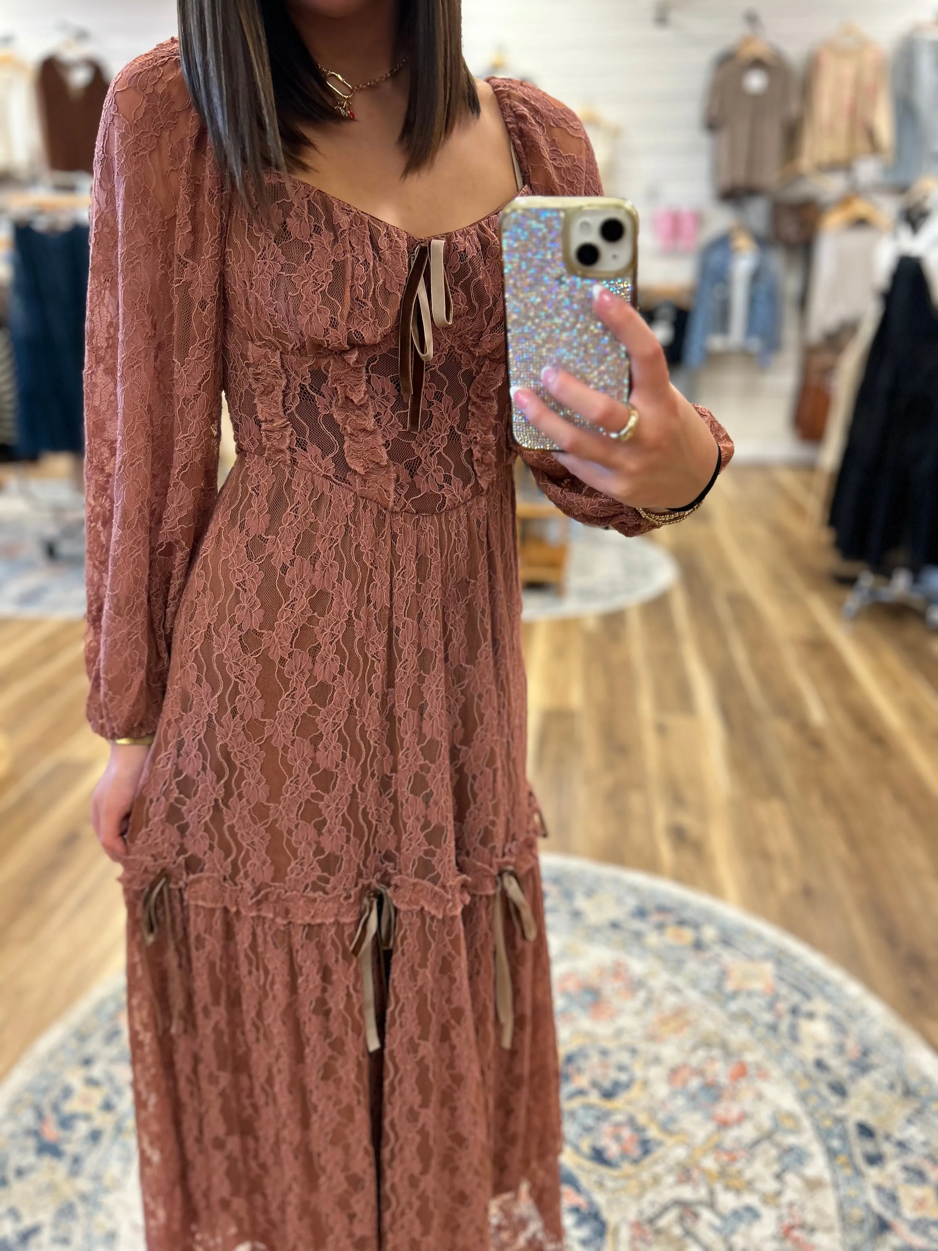 Lucy Lace Rosewood Maxi Dress