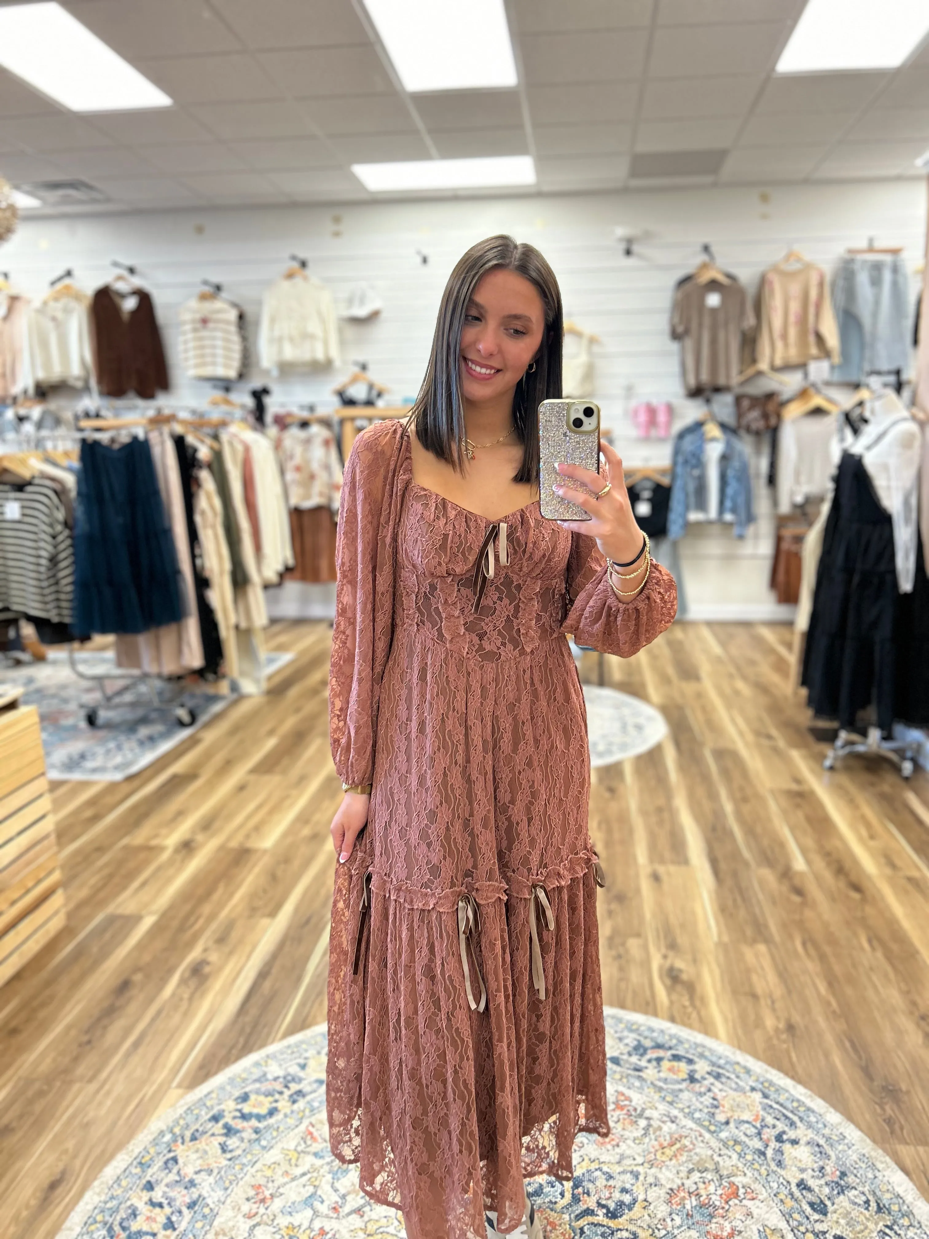 Lucy Lace Rosewood Maxi Dress