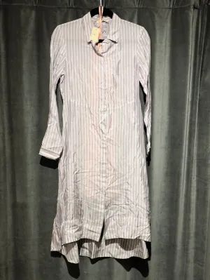 Maje Lavender Silk-Like Striped Button Down shirt dress