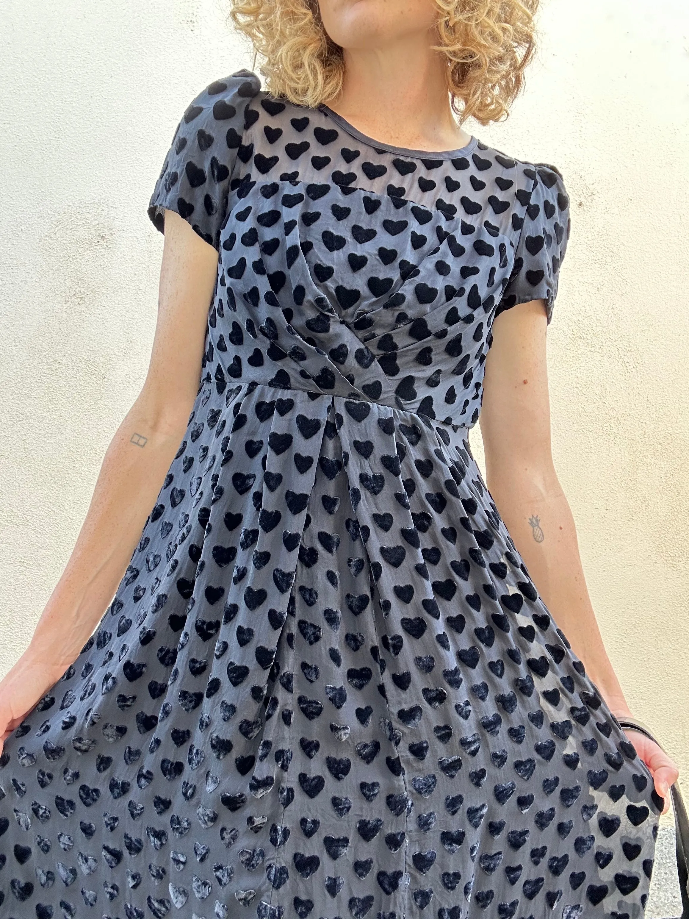 Marc Jacobs Black Velvet Hearts Dress