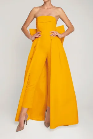 Margaret Silk Faille Jumpsuit with Convertible Skirt