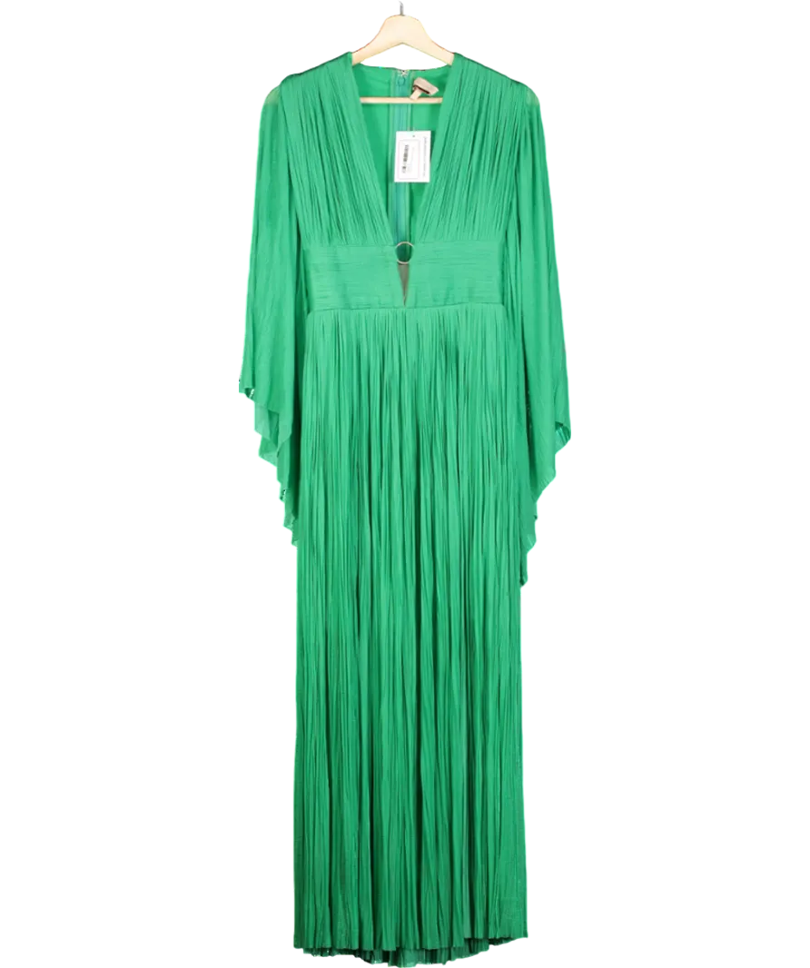 Maria Lucia Hohan Green Silk Pleated Dress UK 8