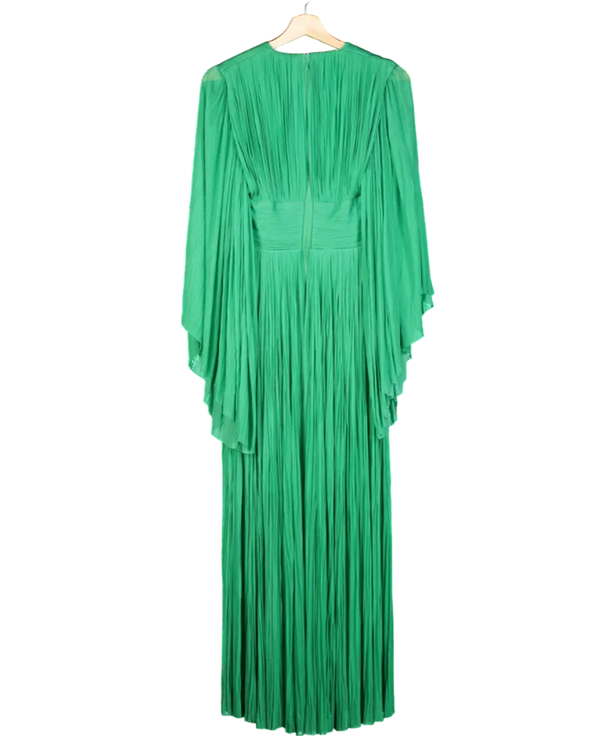 Maria Lucia Hohan Green Silk Pleated Dress UK 8