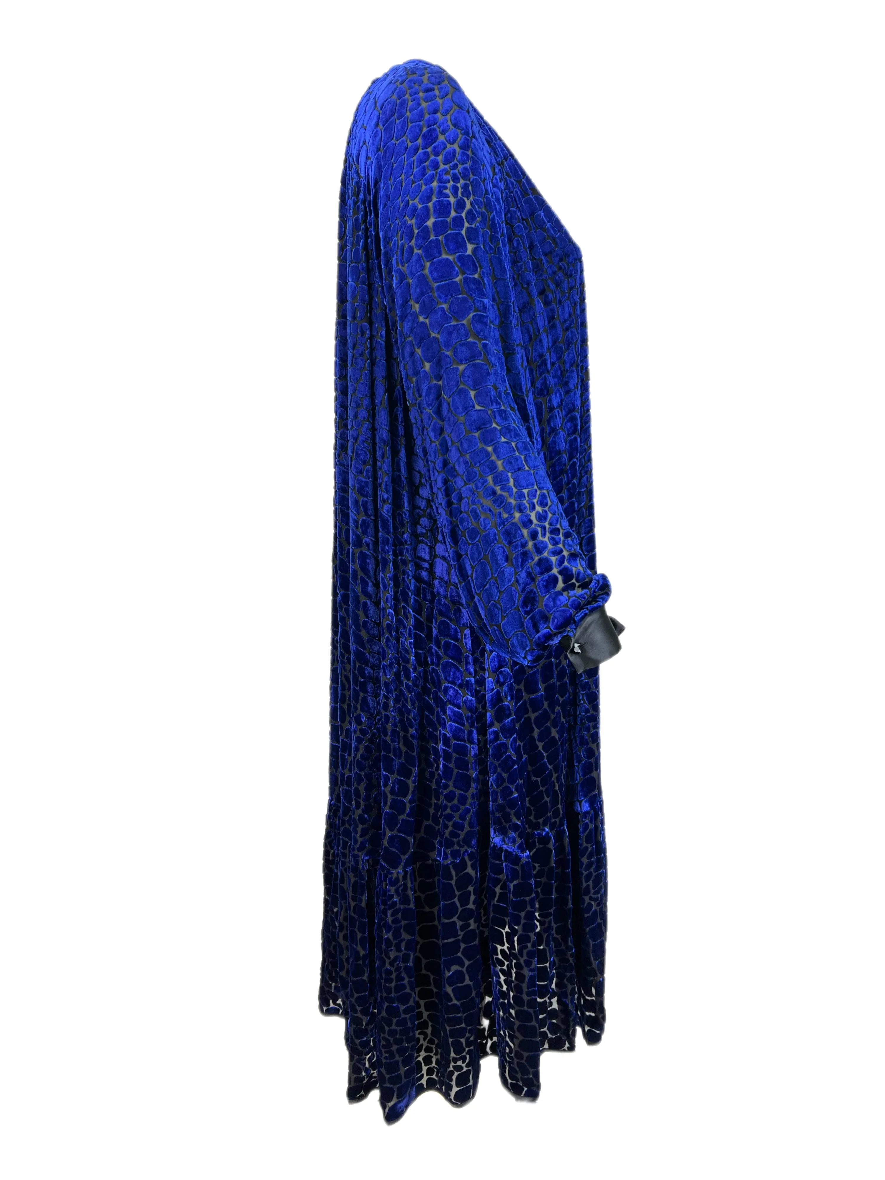 Marina Rinaldi Women's Blue Diploma Long Sleeve Velour Maxi Dress