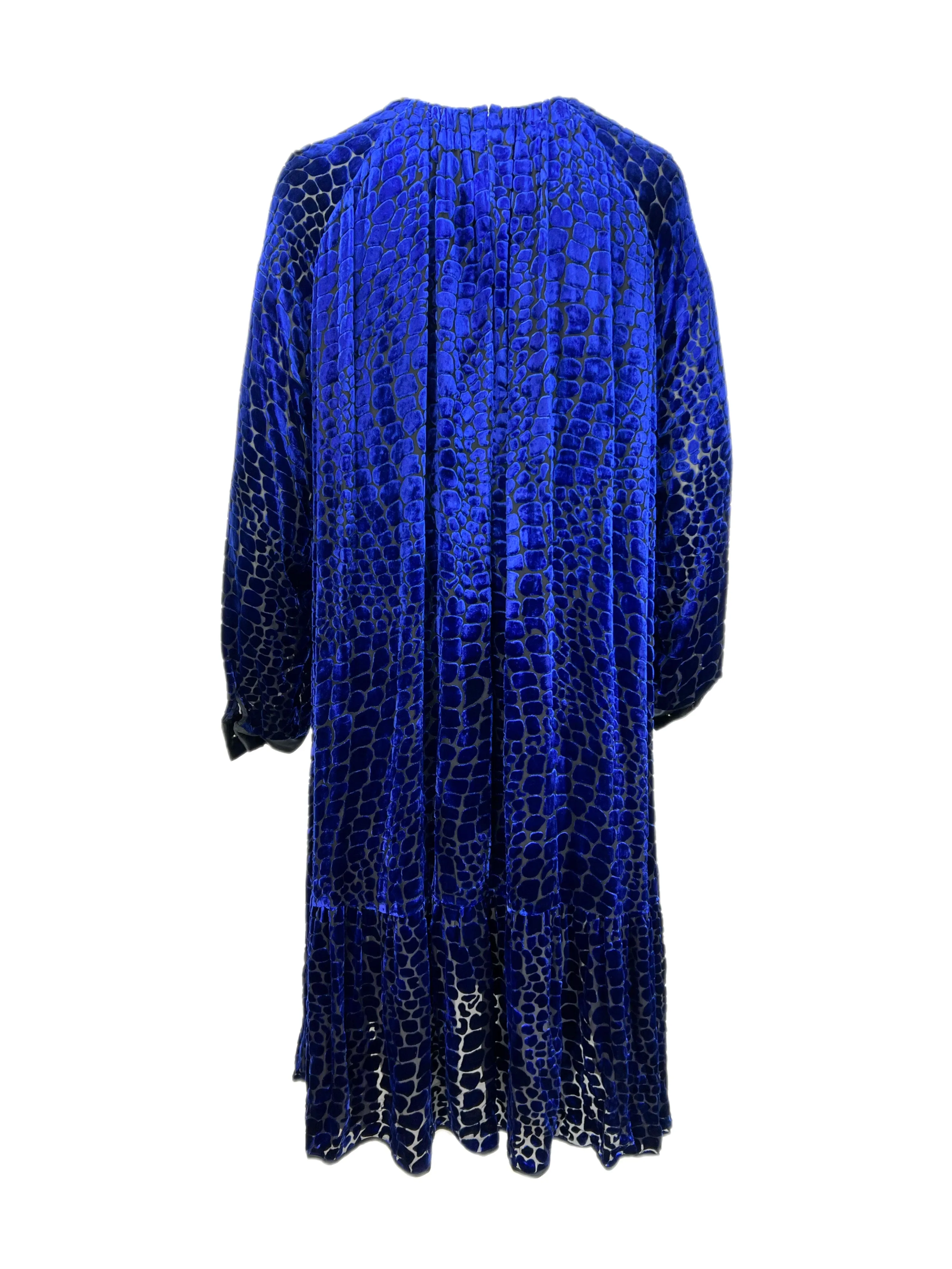 Marina Rinaldi Women's Blue Diploma Long Sleeve Velour Maxi Dress
