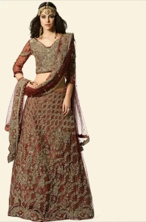 Maroon Bridal Lehnga Choli for Wedding #N7063