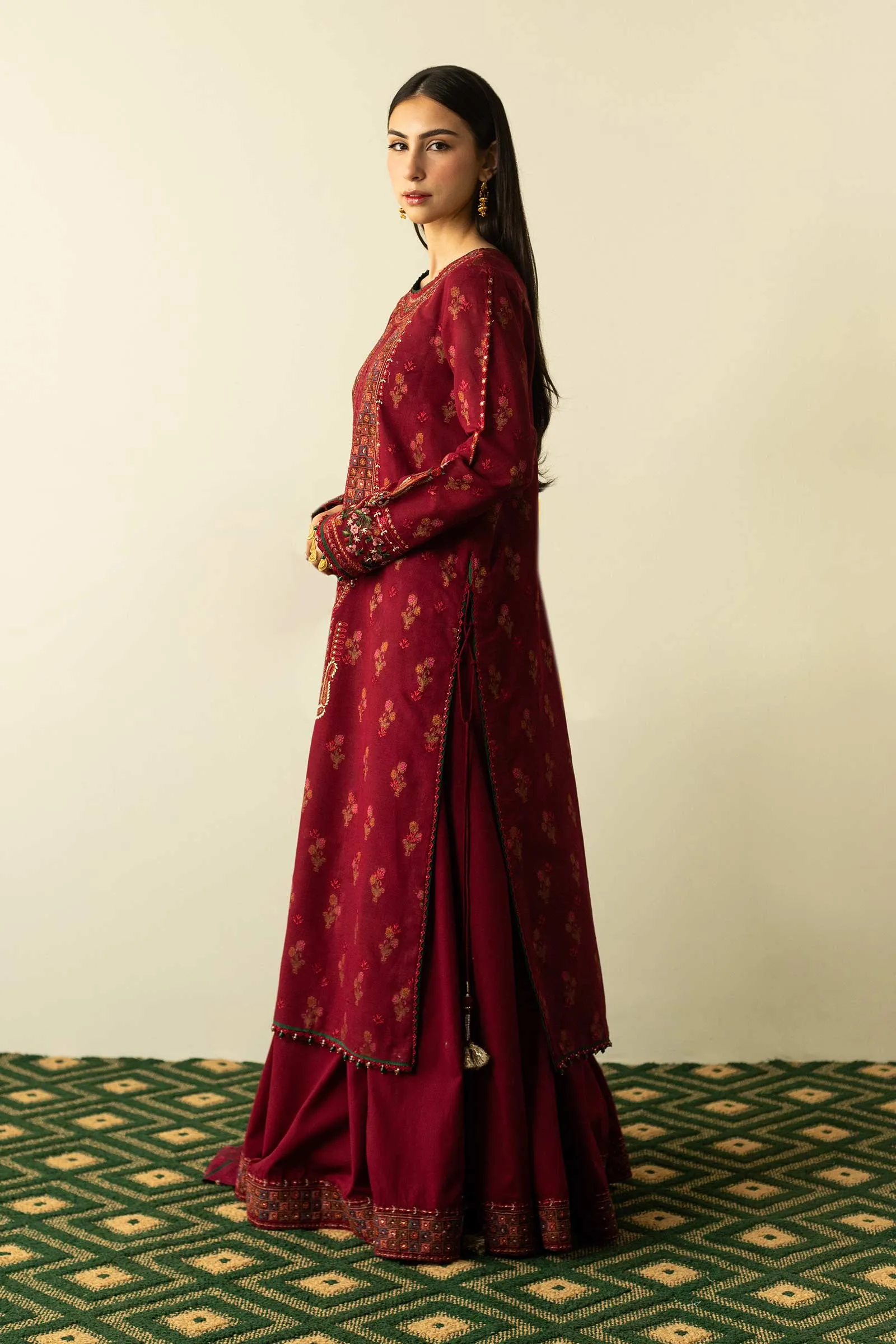 Maroon Pakistani Embroidered Salwar Kameez For Party Dress