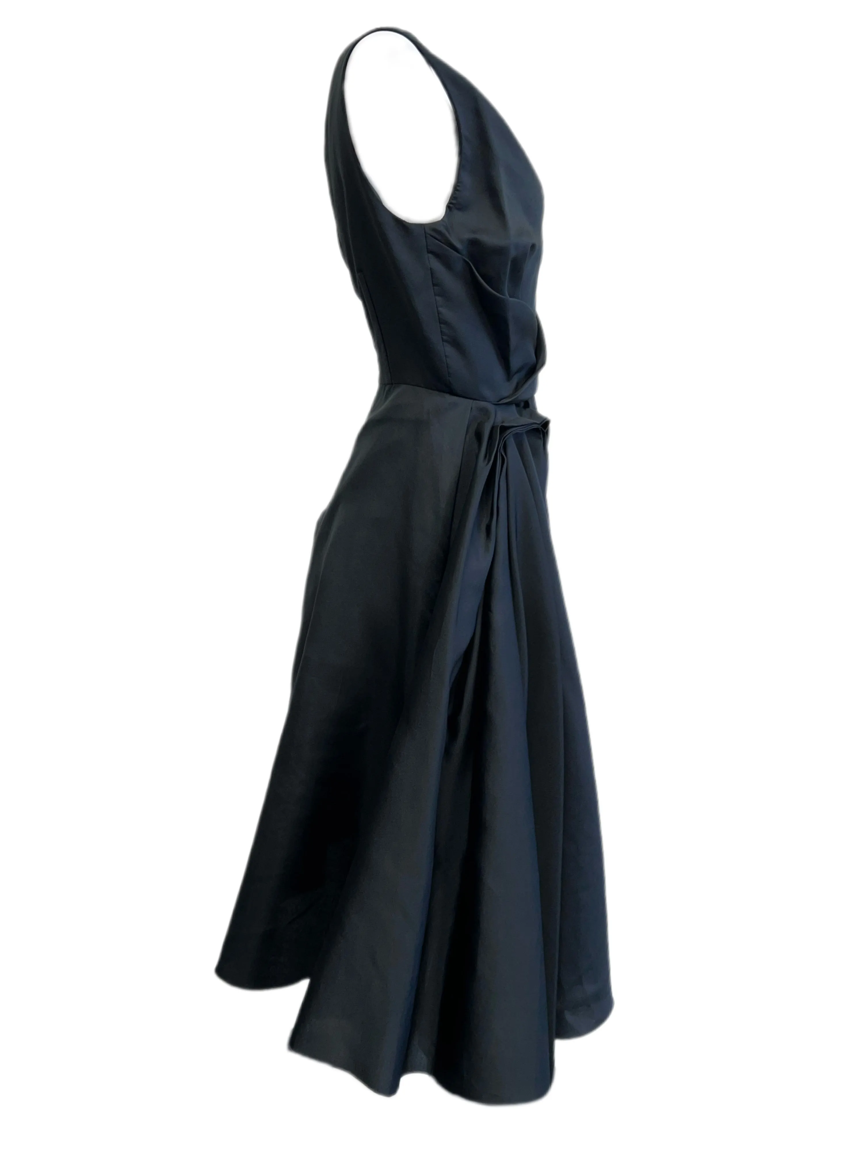 Max Mara Women's Black Pandoro Sleeveless Pleated A Line Dress Size 8 NWT