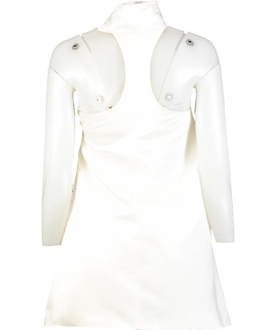 Maximilian White Grace Duchesse Satin Mini Dress UK 6