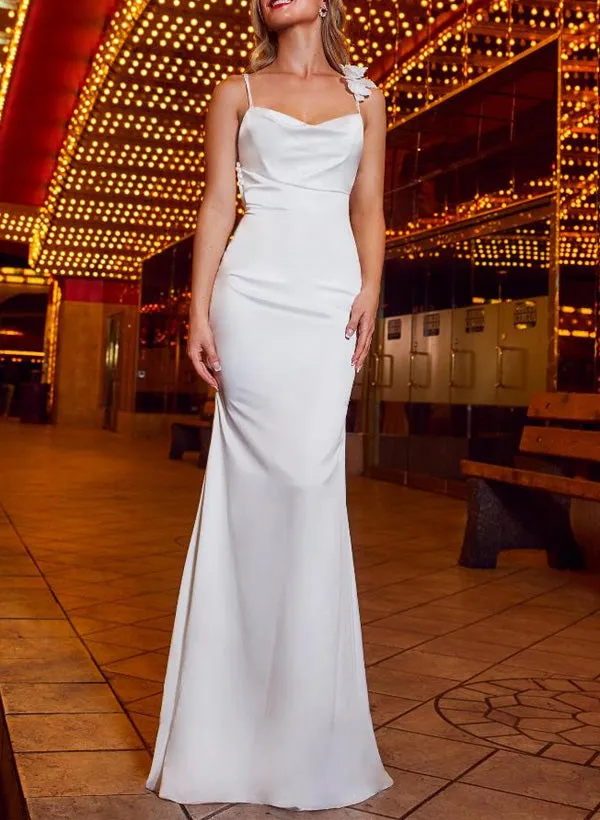 Mermaid Silk Like Satin Wedding Dresses With Flower(s)High Split