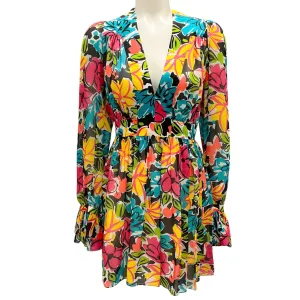 Michael Kors Collection Black Multi 2019 Printed Silk Chiffon Dress