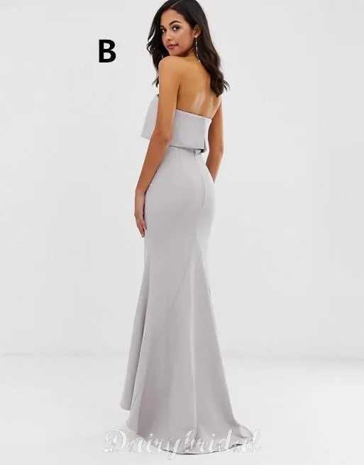 Mismatched Mermaid Backless Floor-Length Slit Bridesmaid Dress, FC4577