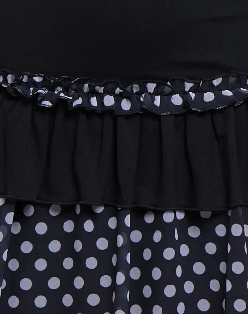 Navya Wrap Mini Dress in Basic Polka Black