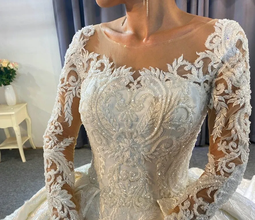 New fashion satin with lace wedding dress