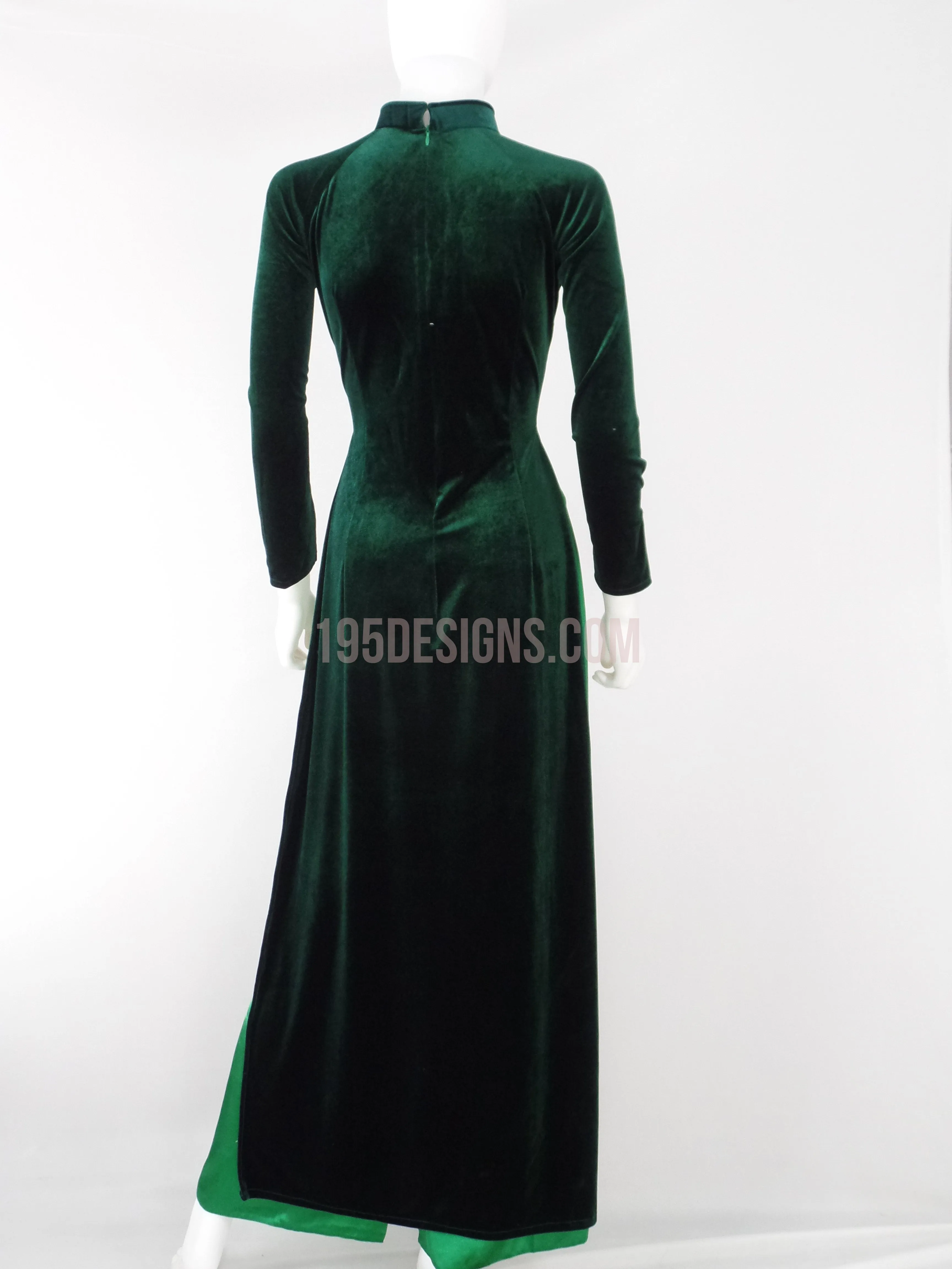 Áo dài nhung xanh lá trơn - Green Ao DAi Velvet