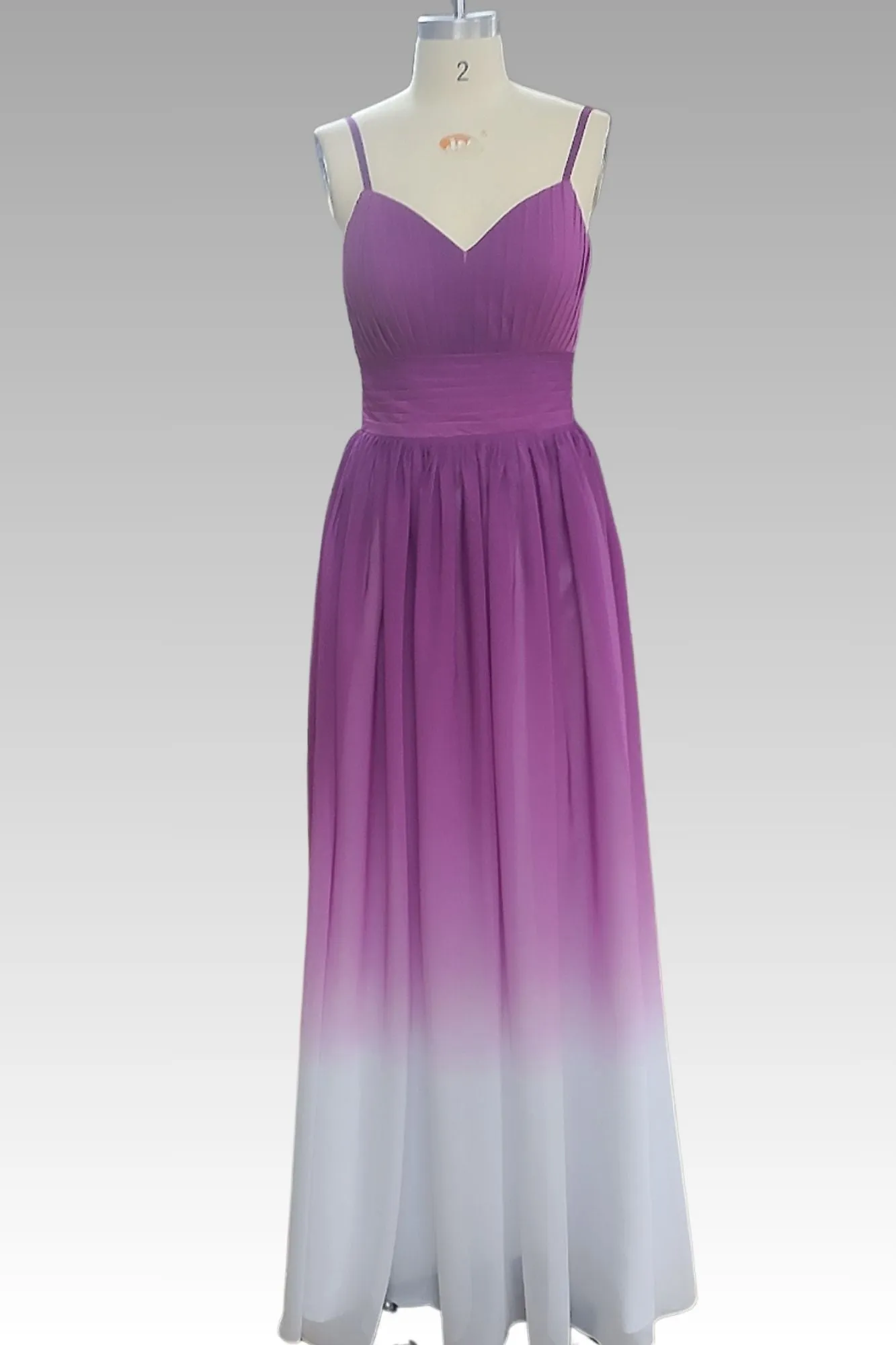 Ombre Chiffon Spaghetti Straps Sleeveless A-line Prom Dresses