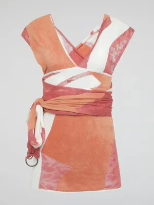 Orange Velvet Panel Mini Dress