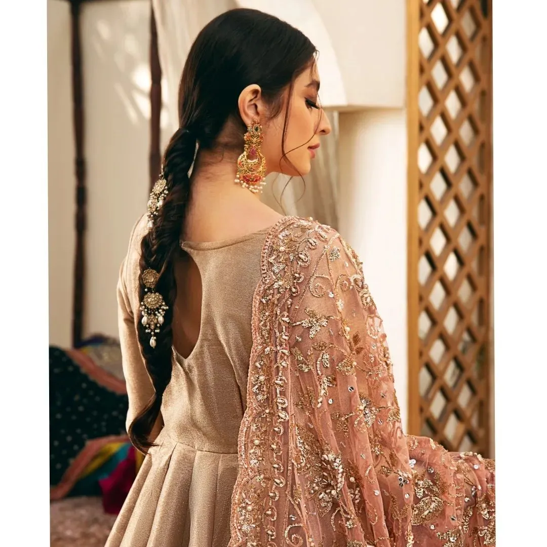 Pakistani Bridal Frock with Lehenga and Dupatta Dress