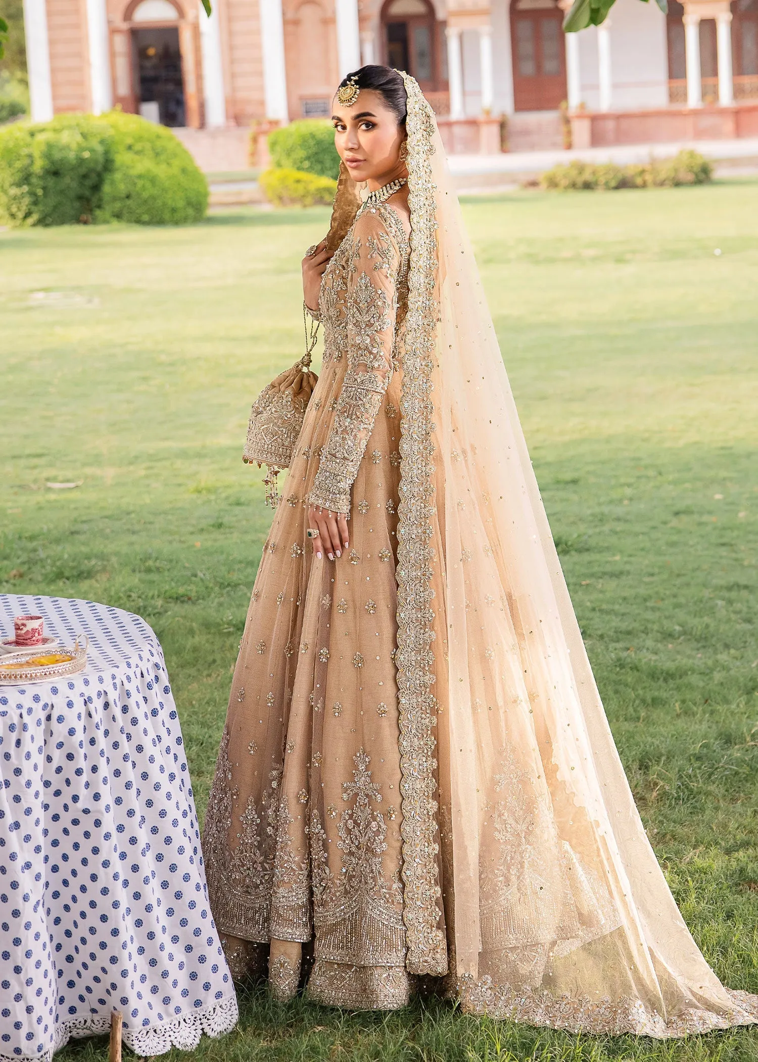 Pakistani Bridal Outfit in Lehenga Pishwas Frock Style