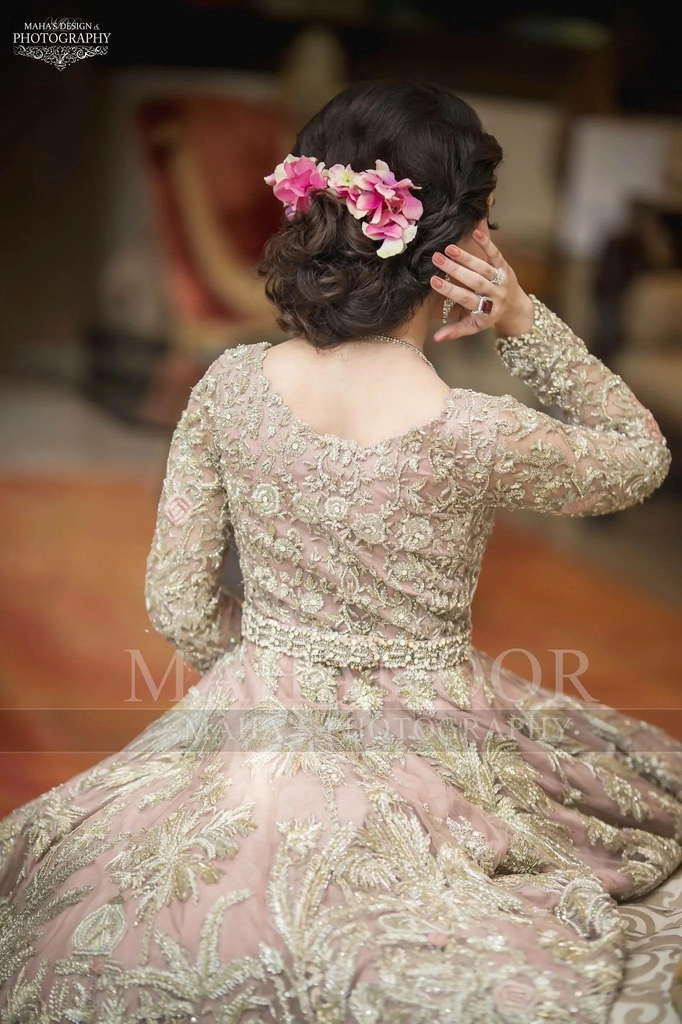 Pakistani Walima Bridal Dress In Pastel Pink Color Model# B 1658