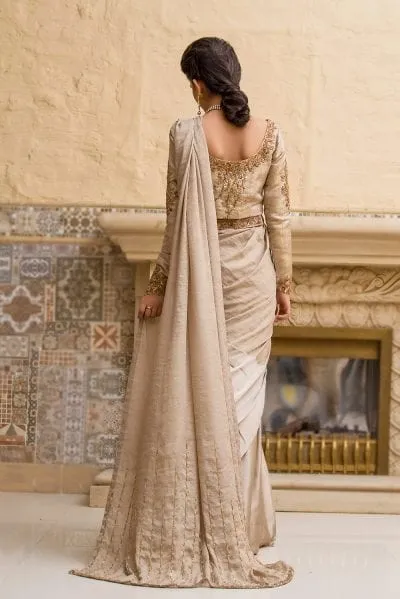 Pakistani Wedding Bridal Saree in Light Skin Color #N7091