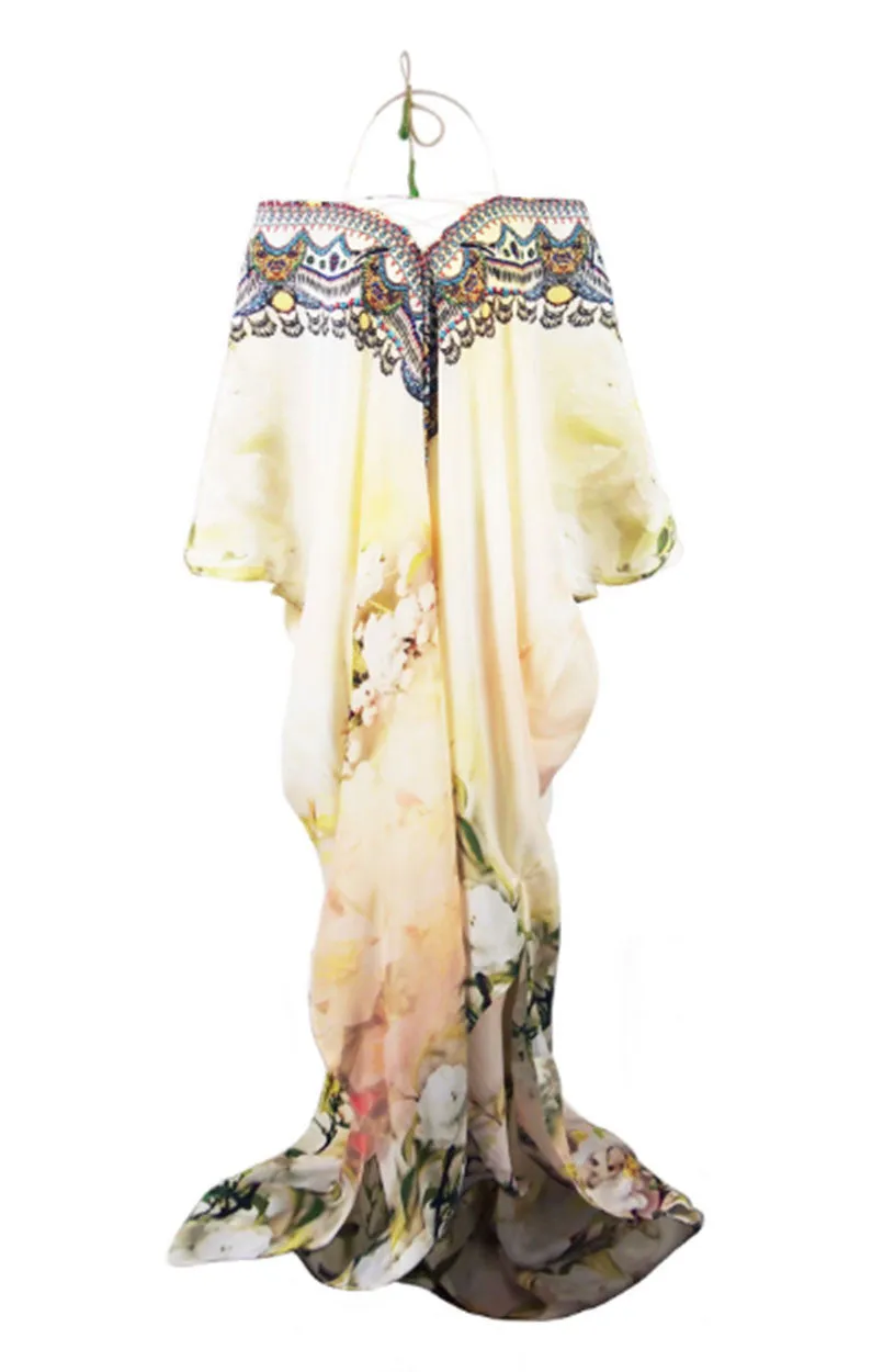 Parides Lace Up Kaftan in Cherry Blossom
