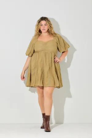 PLUS CHIFFON BUBBLE SLEEVE DRESS