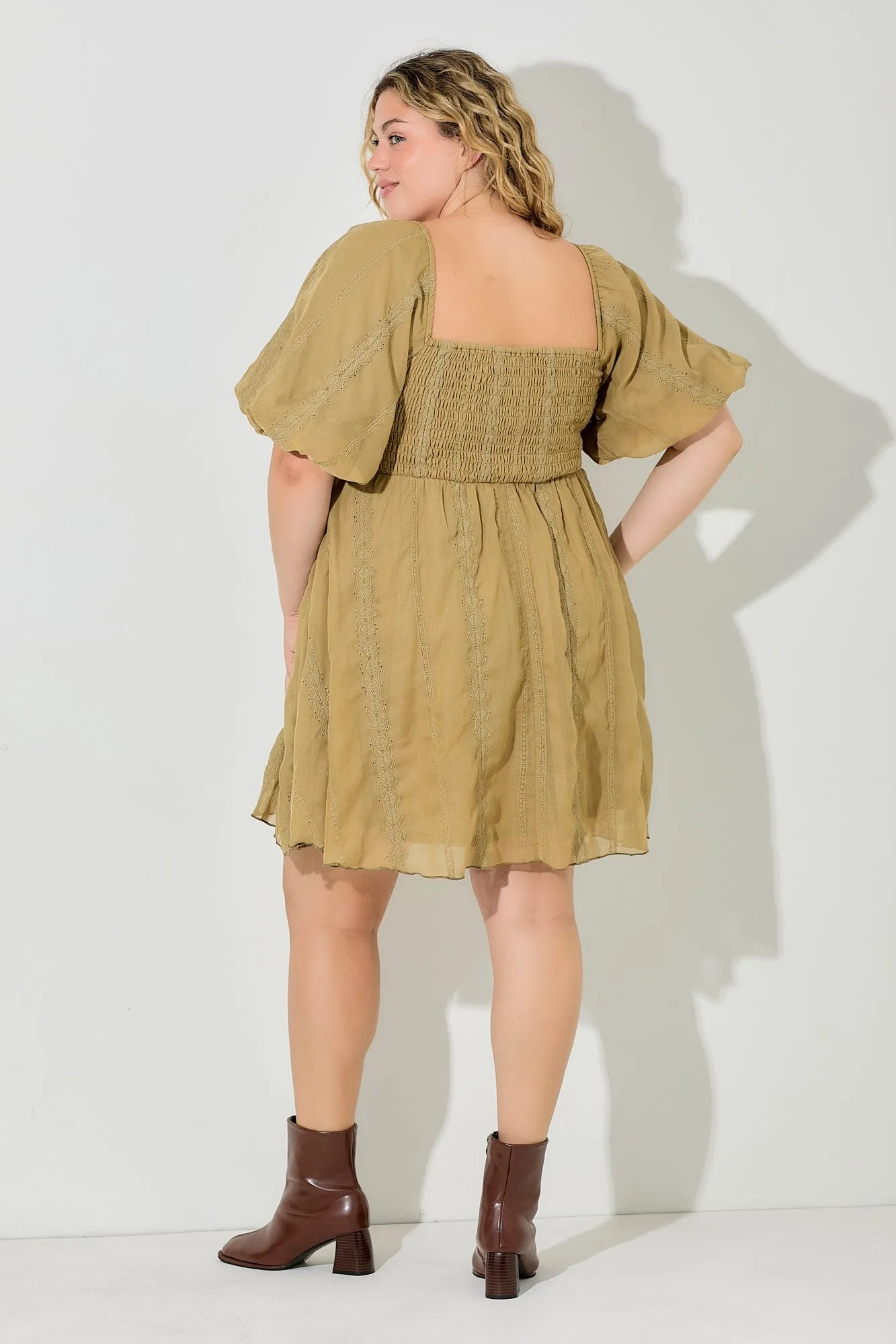 PLUS CHIFFON BUBBLE SLEEVE DRESS