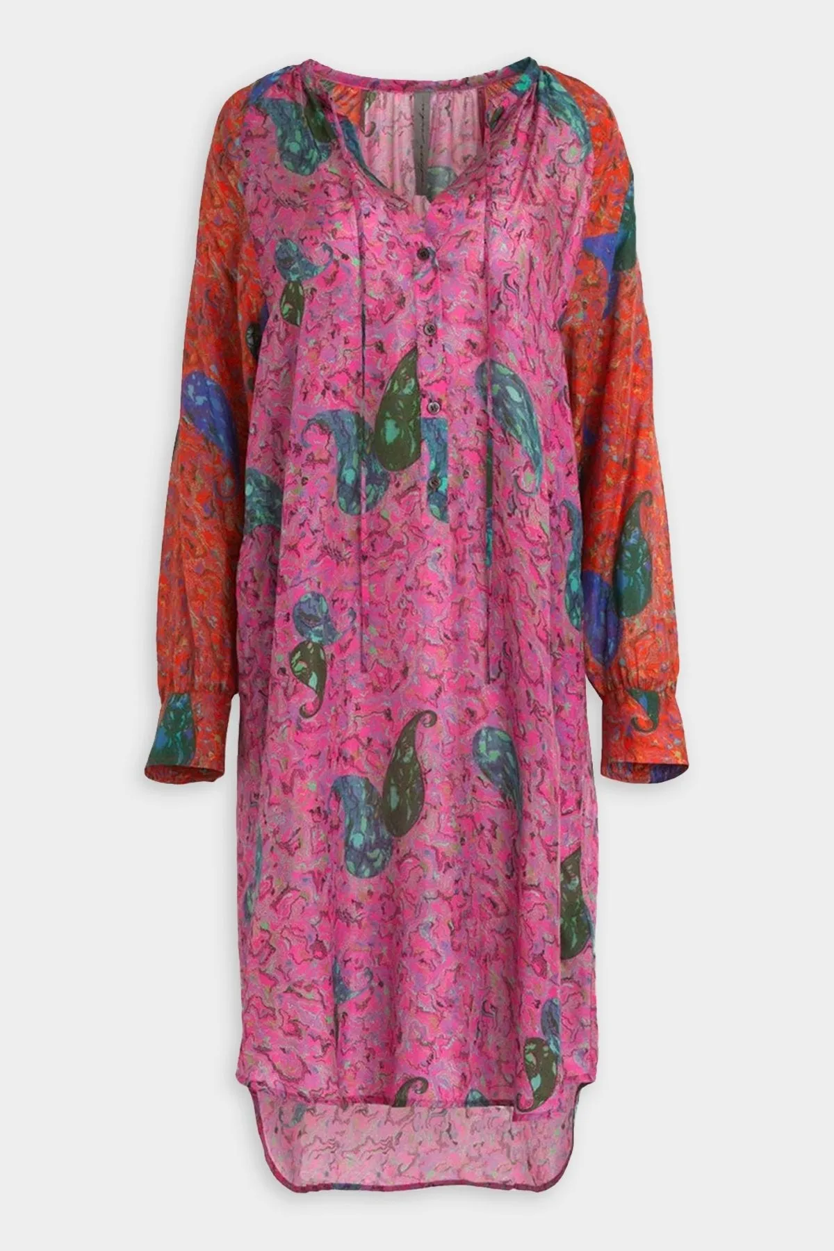 Poet Dress in Orange Paisley