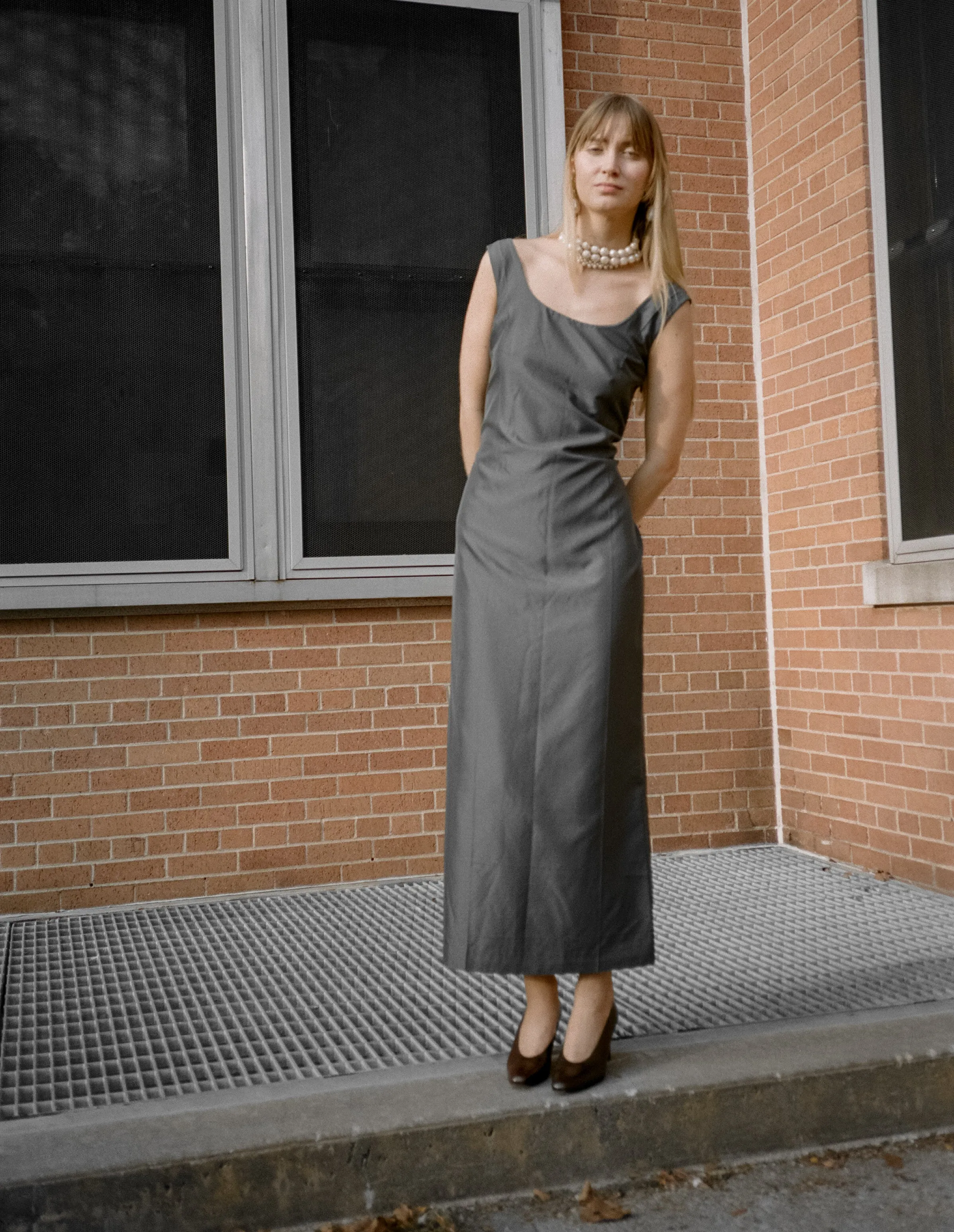 Prada Pewter Silk Dress