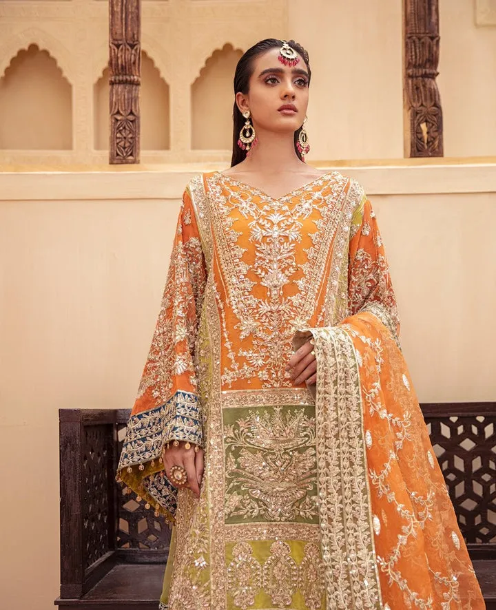 Premium Orange Heavily Embellished Pakistani Salwar Suit Wedding Wear