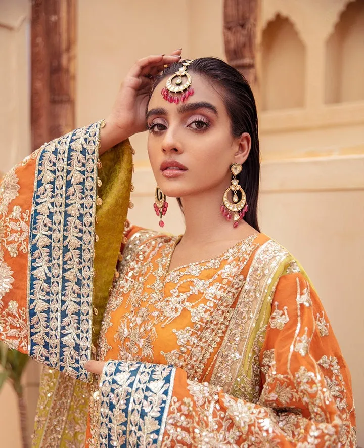 Premium Orange Heavily Embellished Pakistani Salwar Suit Wedding Wear