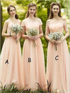 Princess Chiffon Floor Length Bridesmaid Dresses Sweetheart