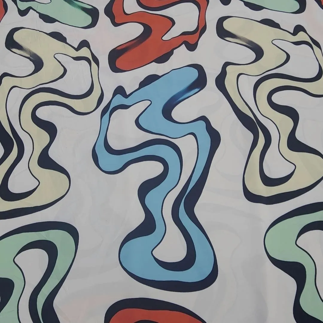 Printed Bolvian Satin Fabric 150cm Red/Yellow/Mint/Powder
