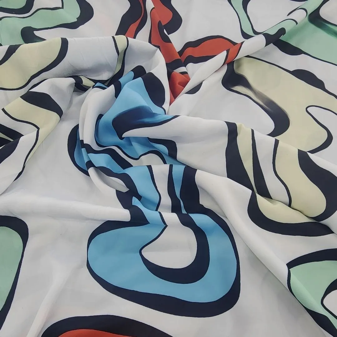 Printed Bolvian Satin Fabric 150cm Red/Yellow/Mint/Powder