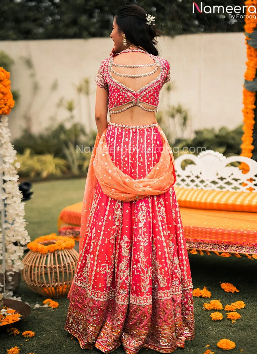 Punjabi Dress Pink Lehenga Choli for Bridal Wear #BN829