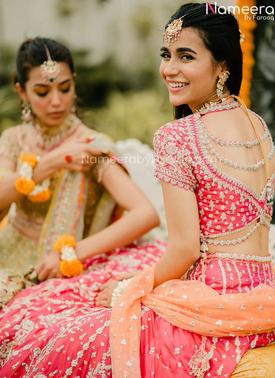 Punjabi Dress Pink Lehenga Choli for Bridal Wear #BN829