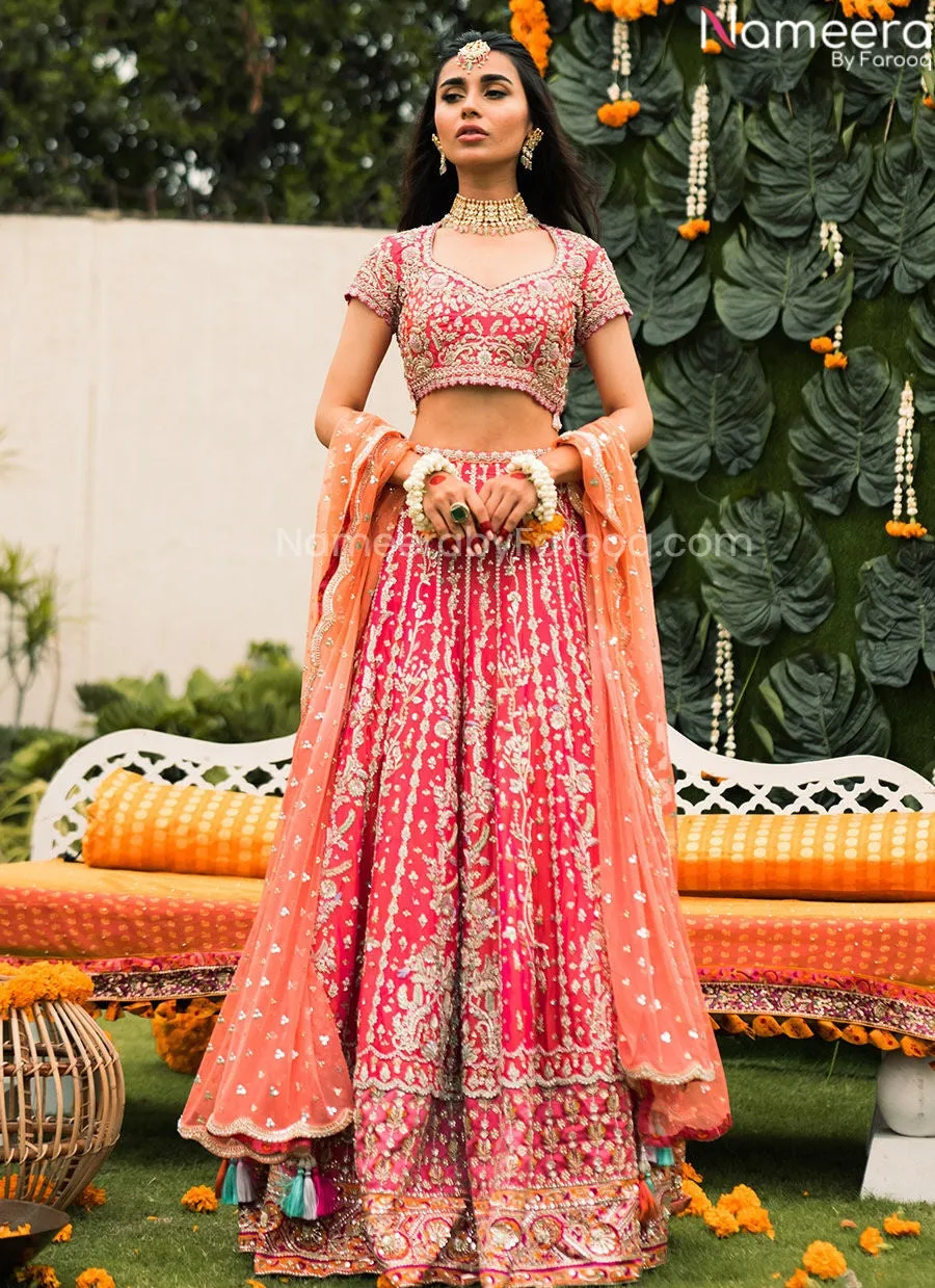 Punjabi Dress Pink Lehenga Choli for Bridal Wear #BN829