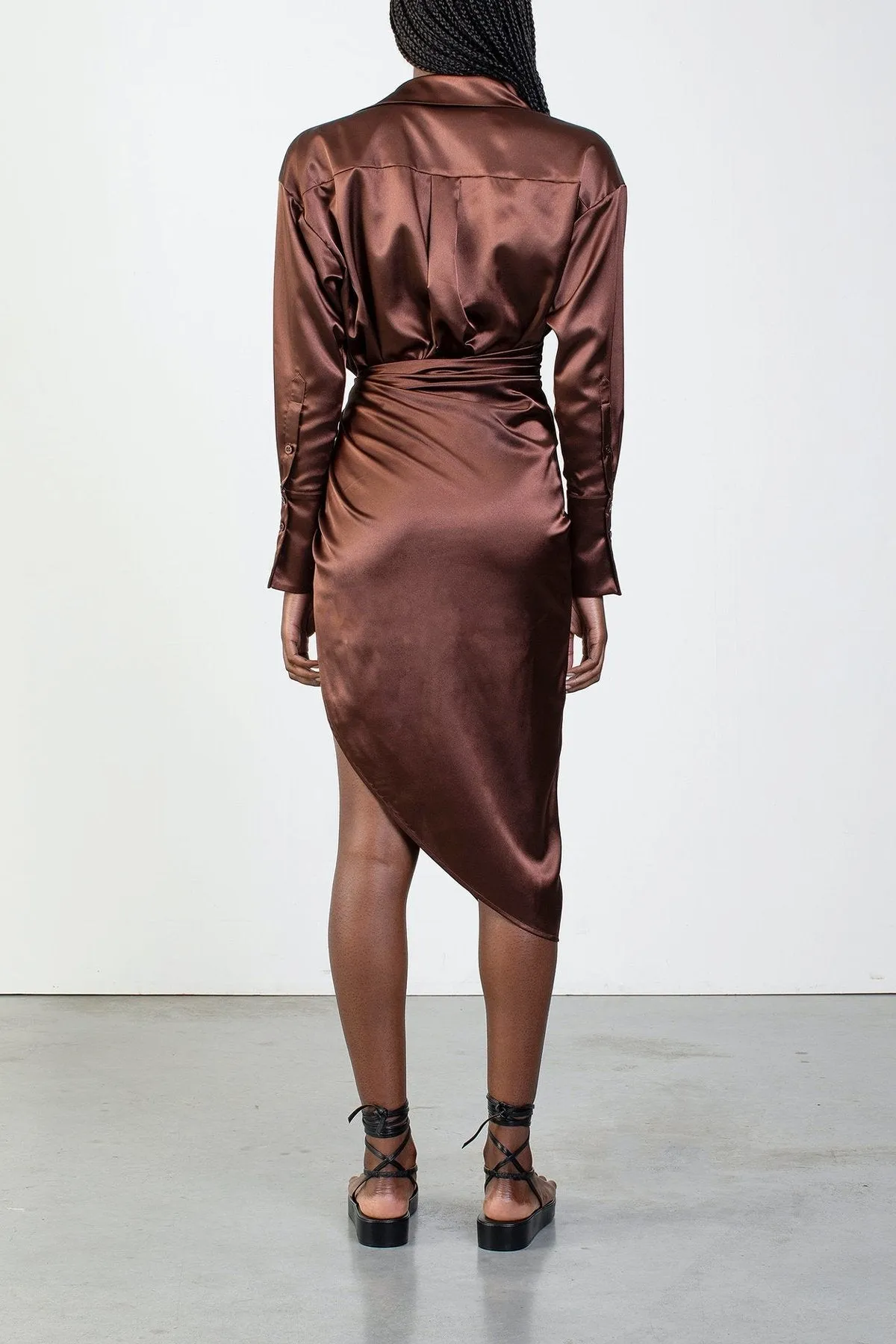 Puno Silk Dress in Brown