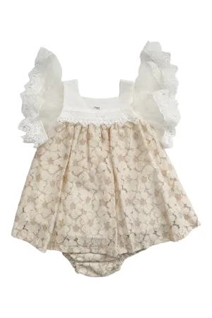"Lilly" Beige Lace Dress & Bloomers