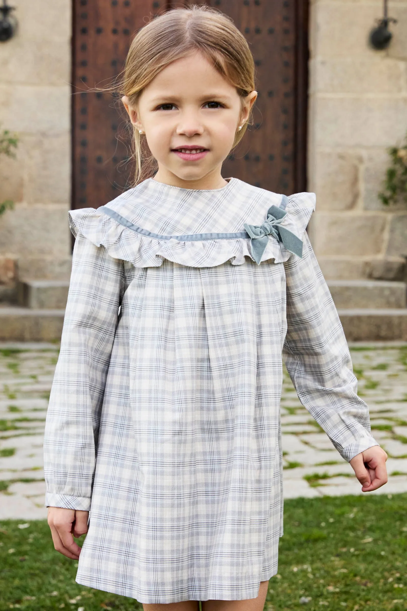 "Violet" Stone Tartan Dress