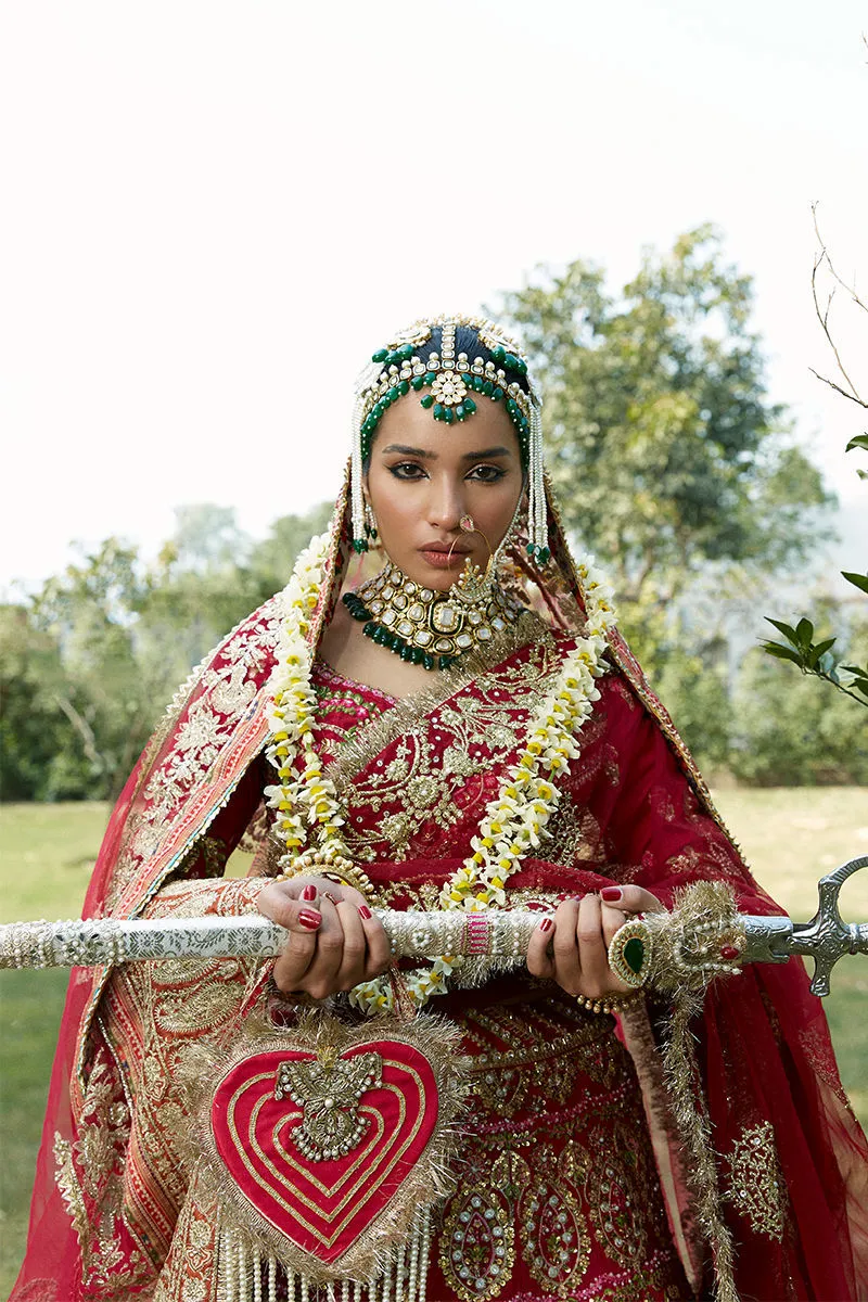 Red Chiffon Lehenga Choli for Pakistani Wedding Dresses