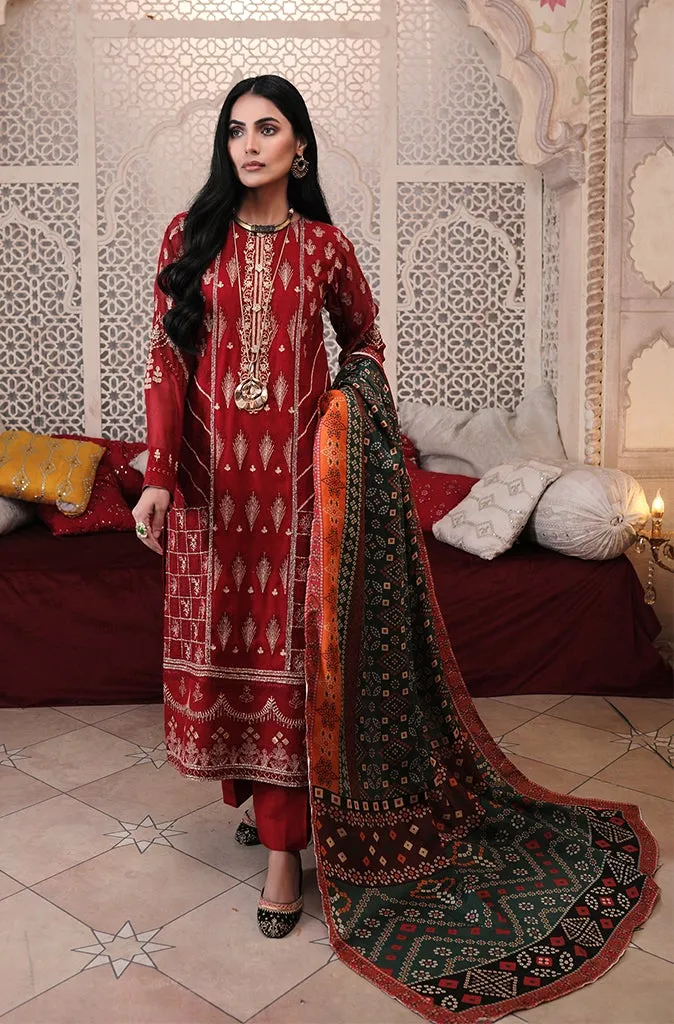 Red Kameez Salwar with Floral Embroidery #PF361