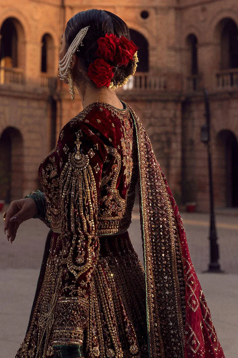 Red Velvet Lehenga Choli Pakistani Wedding Dresses