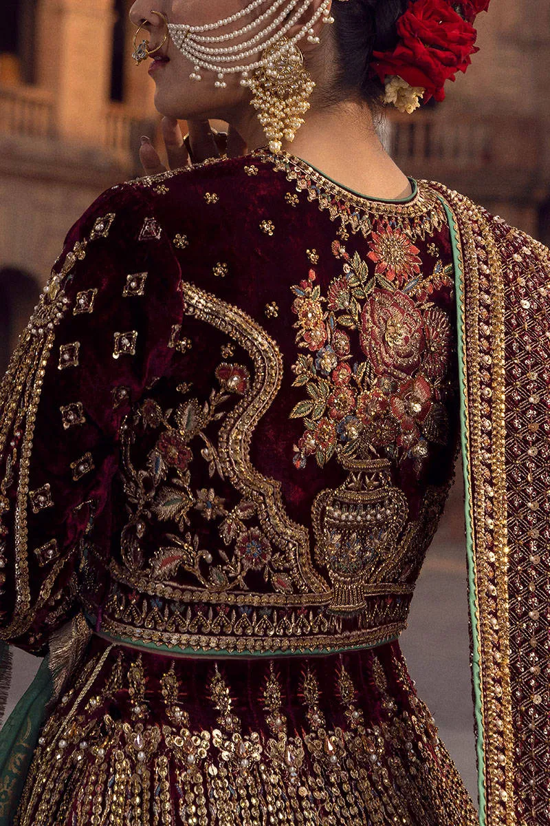 Red Velvet Lehenga Choli Pakistani Wedding Dresses