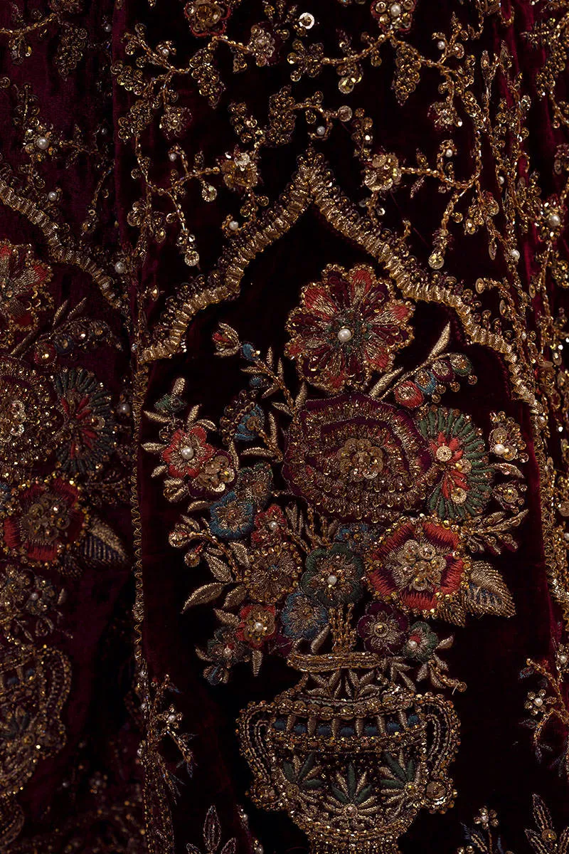 Red Velvet Lehenga Choli Pakistani Wedding Dresses
