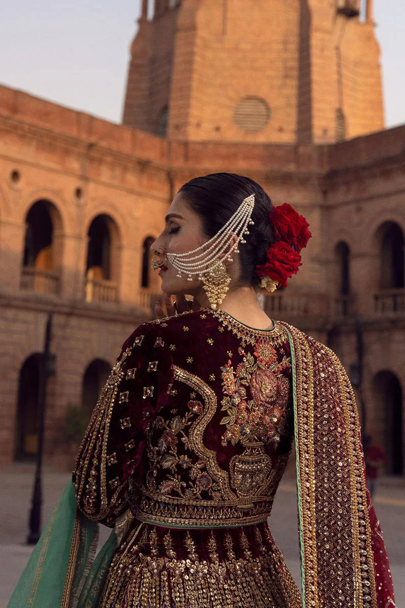 Red Velvet Lehenga Choli Pakistani Wedding Dresses