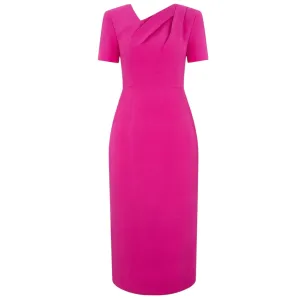Roland Mouret Pink 2023 Short Sleeve Silk Wool Midi Dress